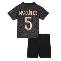 Camisa de Futebol Paris Saint-Germain Marquinhos #5 Equipamento Alternativo Infantil 2023-24 Manga Curta (+ Calças curtas)